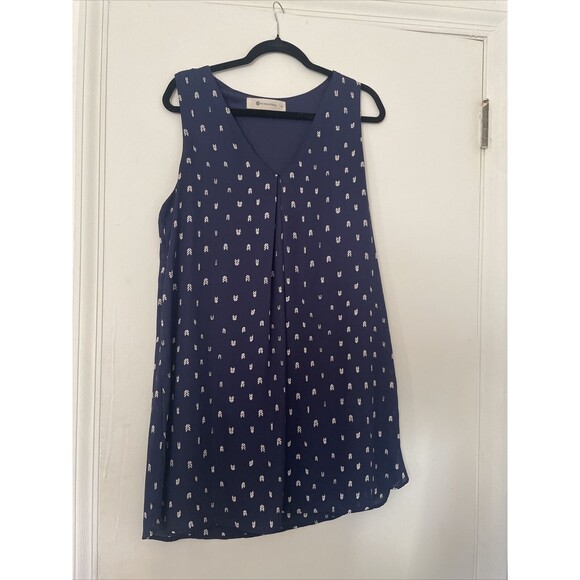 The Impeccable Pig Size Large Mini Tank Dress Navy Blue V Neck Southern Coastal - Picture 7 of 8